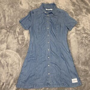 calvin klein vintage 90s demin mini dress short sleeve